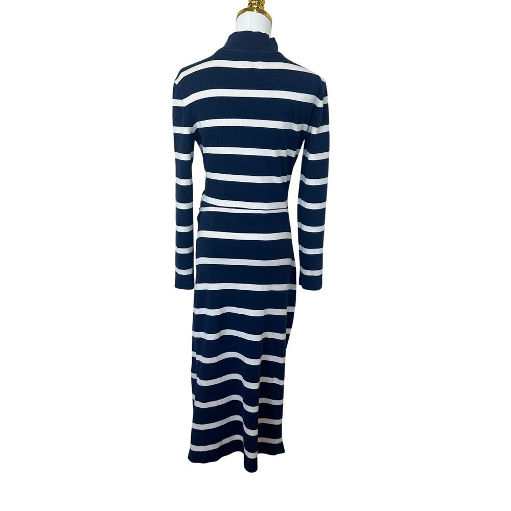 Tanya Taylor Blue White Striped Knit Midi Dress SMALL Career Work Cotton $400 - Picture 10 of 11
